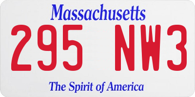 MA license plate 295NW3