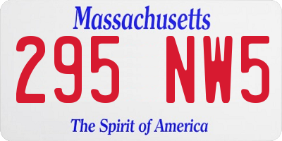MA license plate 295NW5