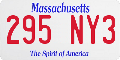 MA license plate 295NY3