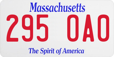 MA license plate 295OA0