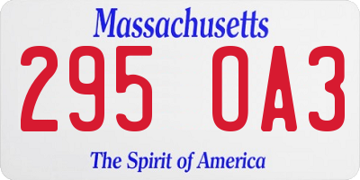 MA license plate 295OA3