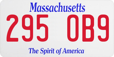 MA license plate 295OB9