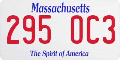MA license plate 295OC3