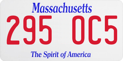 MA license plate 295OC5