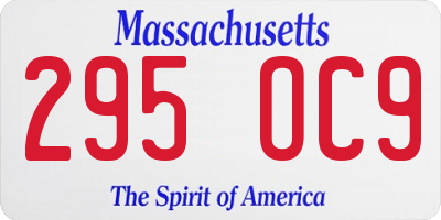 MA license plate 295OC9