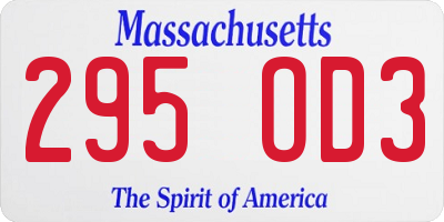 MA license plate 295OD3