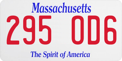 MA license plate 295OD6