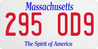 MA license plate 295OD9