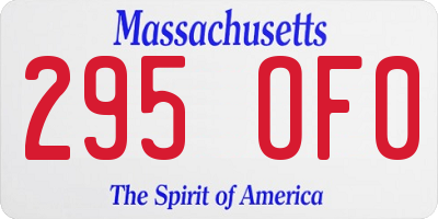MA license plate 295OF0