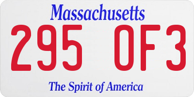 MA license plate 295OF3