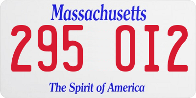 MA license plate 295OI2
