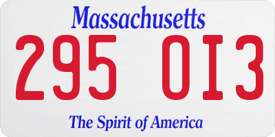 MA license plate 295OI3