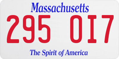 MA license plate 295OI7