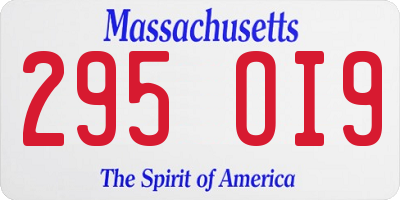 MA license plate 295OI9