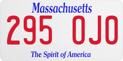 MA license plate 295OJ0
