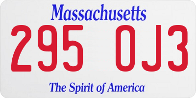 MA license plate 295OJ3