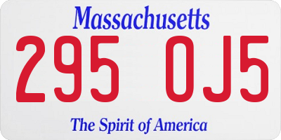 MA license plate 295OJ5