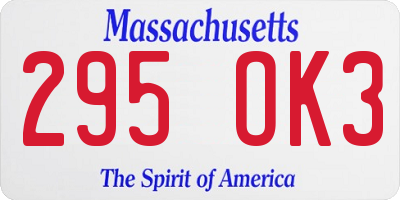 MA license plate 295OK3