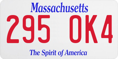 MA license plate 295OK4