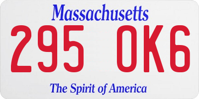 MA license plate 295OK6