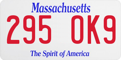 MA license plate 295OK9