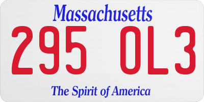 MA license plate 295OL3