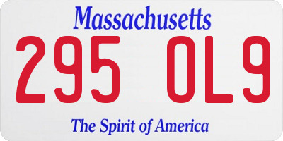 MA license plate 295OL9
