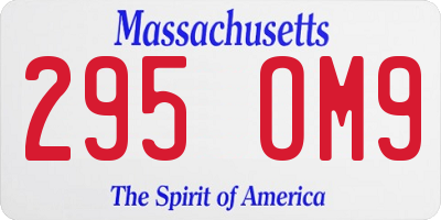 MA license plate 295OM9