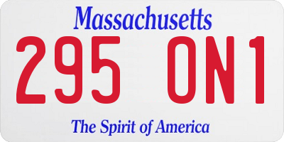 MA license plate 295ON1