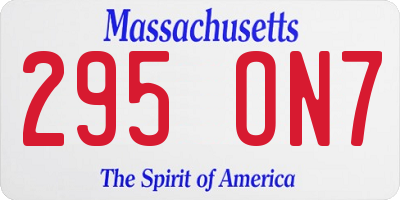 MA license plate 295ON7