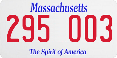 MA license plate 295OO3
