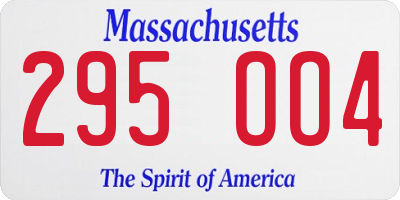 MA license plate 295OO4