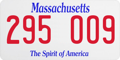 MA license plate 295OO9