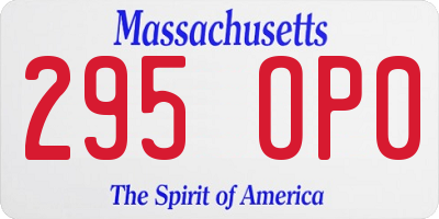 MA license plate 295OP0