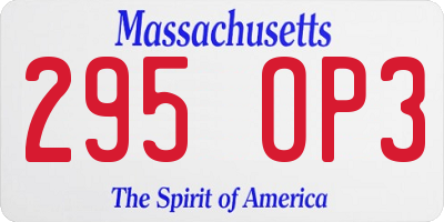 MA license plate 295OP3