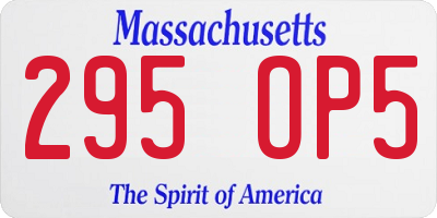 MA license plate 295OP5