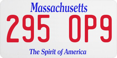 MA license plate 295OP9