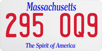 MA license plate 295OQ9