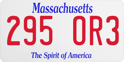 MA license plate 295OR3