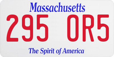 MA license plate 295OR5