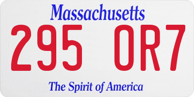 MA license plate 295OR7