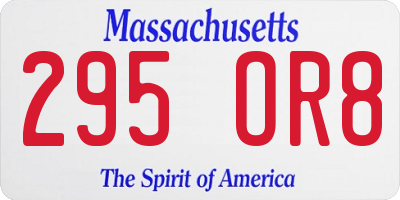 MA license plate 295OR8