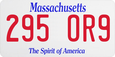 MA license plate 295OR9