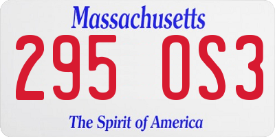 MA license plate 295OS3