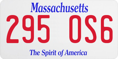MA license plate 295OS6