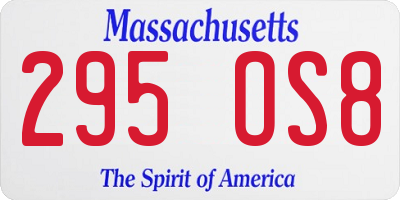 MA license plate 295OS8