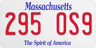 MA license plate 295OS9