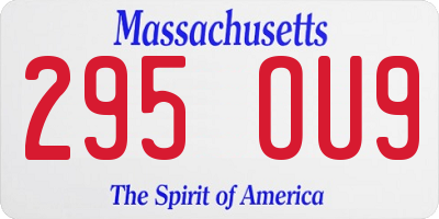 MA license plate 295OU9
