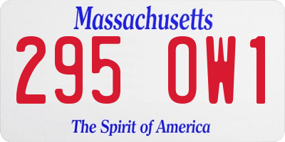 MA license plate 295OW1