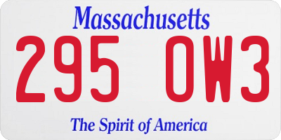 MA license plate 295OW3